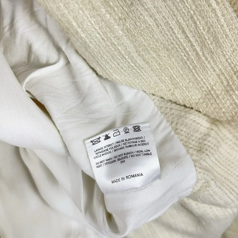 NWT Rosaé Paris Le Halévy Peplum Blouse Tweed Vanilla Size French 38 / US 6